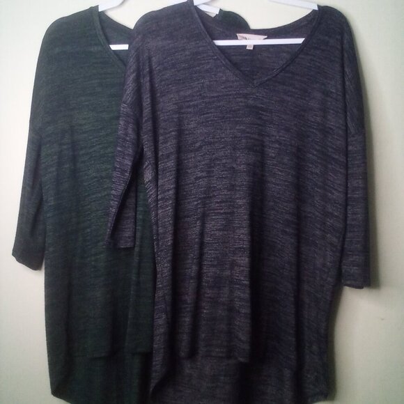 Philosophy Shirt L Women Lot o 2 3/4 Sleeve Soft Stretch Green Black - Picture 14 of 16